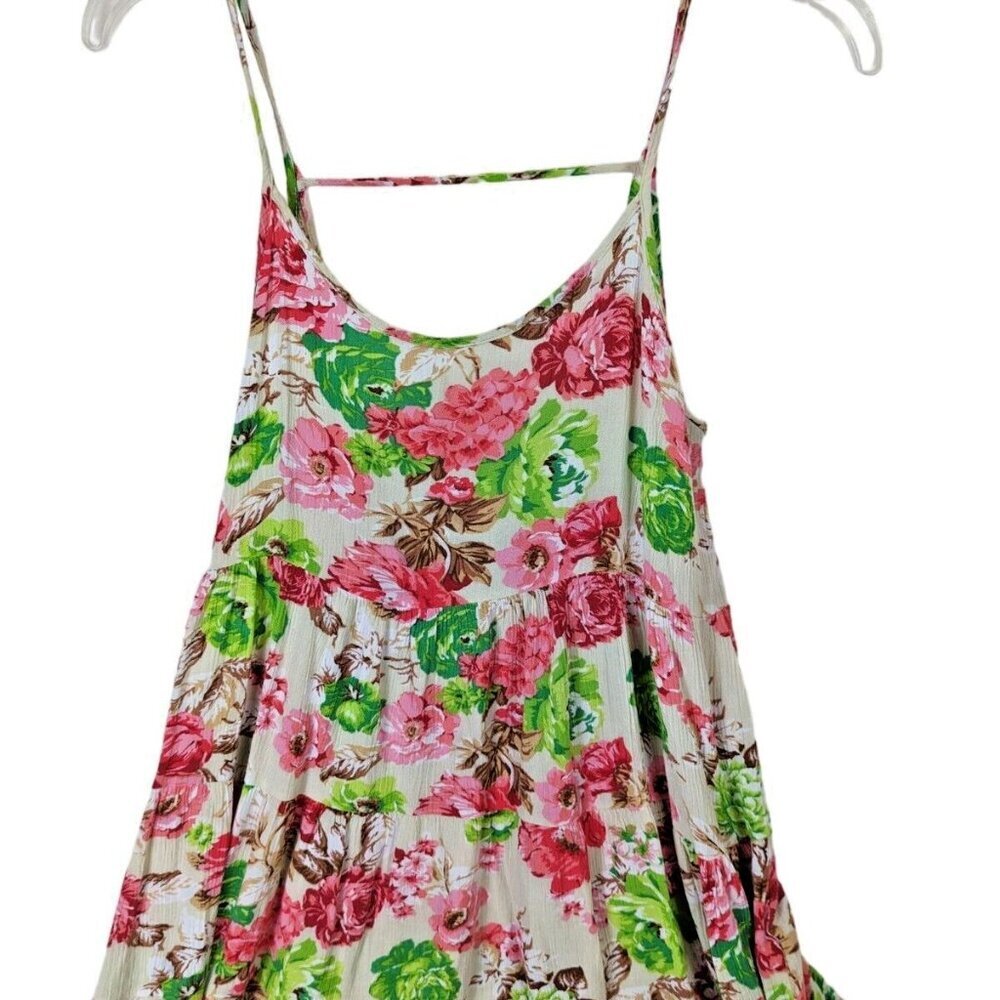Dainty Hooligan Women size S Skater Dress Pink Floral Mini Sun Ruffle Strappy